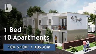 10 Apartments with 1 Bedroom House Tour on 100X100 Plot - DPRO.design