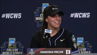 'Their offense was lights out today': Duke softball coach, players after 9-1 loss to OU in WCWS