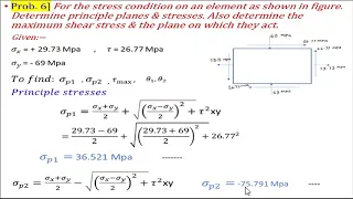 5.7 Numericals on principle stresses & maximum shear stresses