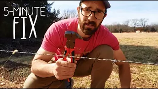 How to Fix a Barbed-Wire Fence with Fence Pliers only (and Without Come-Along)