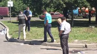 Донецк 3.07.2014 Неизвестные расстреляли пост ГАИ.