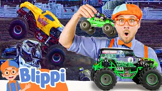 Learning Monster Trucks with Blippi Toys! | Vehicles For Children | Educational Videos for Kids