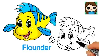 How to Draw Flounder | The Little Mermaid
