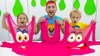 Chris et Nicole jouent avec des slimes | Jeux amusants avec oncle