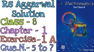 Rational Numbers | Class 8 Exercise 1A Question 5-7 | Rs Aggarwal | Md Sir