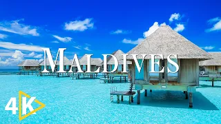 FLYING OVER MALDIVES (4K UHD) - Soothing Music Along With Beautiful Nature Video - 4K Video Ultra HD