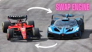 Ferrari F1 2023 SF-23 vs Bugatti Bolide - SWAP ENGINE - Le Mans 24h Circuit