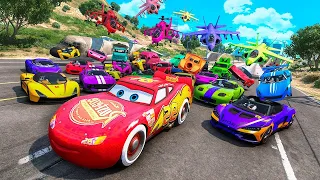 TODOS CONTRA MI CON RAYO MCQUEEN! LA LÍO MUCHO!! - GTA 5 ONLINE