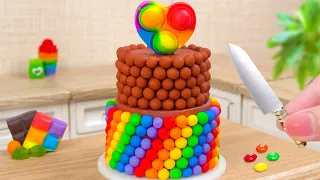 Mini Rainbow Cake With Magical Sprinkles Candy 🌈🍭 Satisfying Miniature Rainbow Cake Decorating Ideas