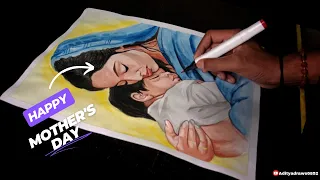 Mother's Day Drawing, Time-Lapse Poster Color Drawing 😍