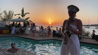 DJ and Saxophone Ibiza | VOID Sunset Party at Enigma 2020 | BadCat & Ellie Sax