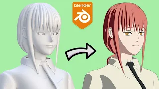 Shading Makima from Chainsaw Man Part 2 in Blender by Ram dud3