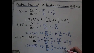 Cara Merubah Pecahan Desimal ke Pecahan Biasa dan Campuran Lengkap