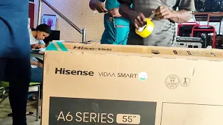 Unboxing a Hisense 55 inches smart 4k UHD TV. Shopping for a 55" Hisense TV. #hisense #tv