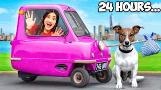 Living In A Smallest CAR 🚗 For 24 Hours Challenge | Sabse Cheap Car 😱 | SAMREEN ALI