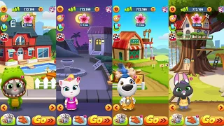 Talking Tom Gold Run Dino Tom vs Princess Angela vs Stone Age Hank vs Talking Becca Android Gameplay