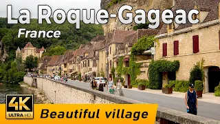 La Roque-Gageac, France - Beautiful old village of the Black Perigord | Walking Tour 4k | Périgord