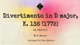 Mozart - Divertimento in D major, K. 136 (1772), III. Presto