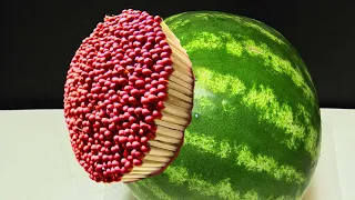 WATERMELON VS COCA COLA VS MENTOS Experiment WATERMELON vs MATCHES