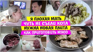 Я ПЛОХАЯ МАТЬ / Чуть не СЪЕЛИ Кота / Нужна новая плита / Как приготовить МЯСО / Vika Siberia Vlog