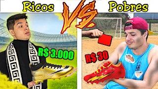 CHUTEIRA NOVA DO GAROTO POBRE - RICOS VS POBRES DESAFIO CHUTEIRA CARA X CHUTEIRA BARATA #95