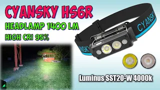 CYANSKY HS6R 1400Lm Type-C Headlamp ♦ Обзор, замеры, ночные тесты. Night Tests. Full  review.