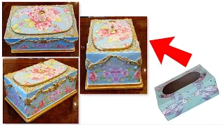 Vintage Jewelry Box from tissue box/DIY Jewelry Box Design Craft Ideas