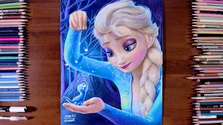 Drawing Elsa and Bruni from Movie[Frozen2] - marki draws, colored pencil