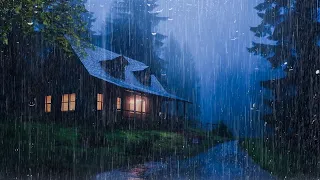 Goodbye Insomnia With Heavy RAIN Sound | Rain Sounds On Old Roof In Foggy Forest At Night, Study