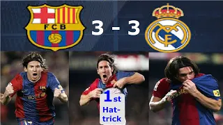 Messi 1st Hat trick as 19 year old vs Real Madrid - Highlights - El Clasico - English Commentary