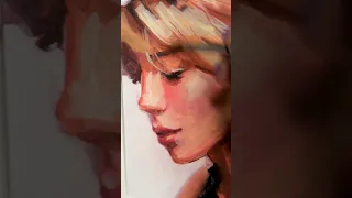 Painting a portrait with gouache #shorts #gouache #painting