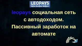 leopays социальная сеть с автодоходом  Пассивный заработок на автомате