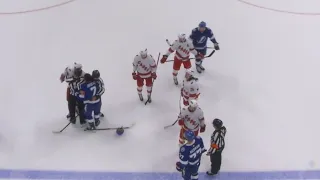 Mathieu Joseph Confronts Andrei Svechnikov During TV Timeout