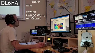 CW DX QSO DL6FA with 3B8HK 9200km to Mauritius Treasure Island Morse basic Telegrafie 22 WPM DOK F38