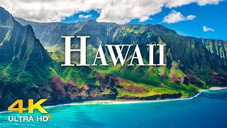 FLYING OVER HAWAII (4K UHD) Amazing Beautiful Nature Scenery with Relaxing Music  4K VIDEO ULTRA HD