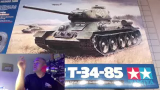 TAMIYA 1/35 T-34-85 Build Series video 1 unboxing
