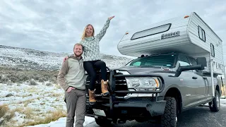 Cold & Rainy Winter Camping - Living In A WINTERIZED Truck Camper