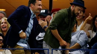Jimmy Fallon and Justin Timberlake dance to Beyonce at U.S. Open