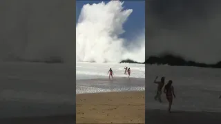 Big Waves Crashing on Beach