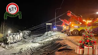 Улетел в кювет на перекрестке. Спасение груженого цементовоза весом 57 тонн.