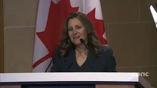Finance Minister Chrystia Freeland delivers a speech in Washington, D.C. – April 12, 2023