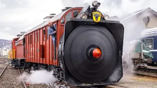 First Steam Test Snow Blower, Dampfschneeschleuder SBB Xrot 100 erstmals unter Dampf nach 40 Jahren!