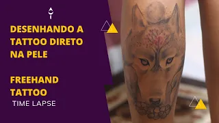 TATTOO DESENHADA direto NA PELE | FREEHAND TATTOO | TIMELAPSE