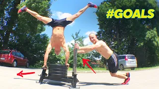 Extreme Sled Pushes with Handstand Mastery | Fitness  #GOALS & More | People Are Awesome