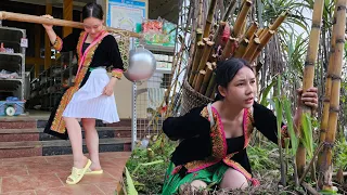 17 year old girl harvests sugar cane to sell at the market, living a lonely life with nature