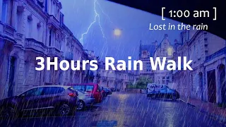 Walking in the Heavy Thunderstorm Rain Walk at Night in Bordeaux |4K| ASMR Rain sounds for sleeping