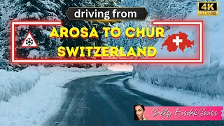 Driving from Arosa to Chur,Switzerland