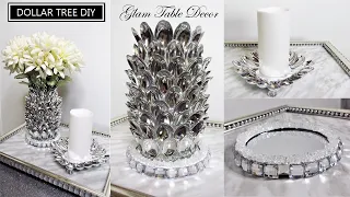 Glam Table Decor | Pineapple Vase | Mirror Candle Holder & Coaster | Dollar Tree DIY Home Decor