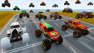 DownHill Monster Jam Trucks Race with Grave Digger, El Toro Loco BeamNG Insane Racing