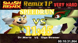 Smash Remix - Classic Mode Remix 1P Speedrun with Dr. Mario (VERY HARD) in 11:45